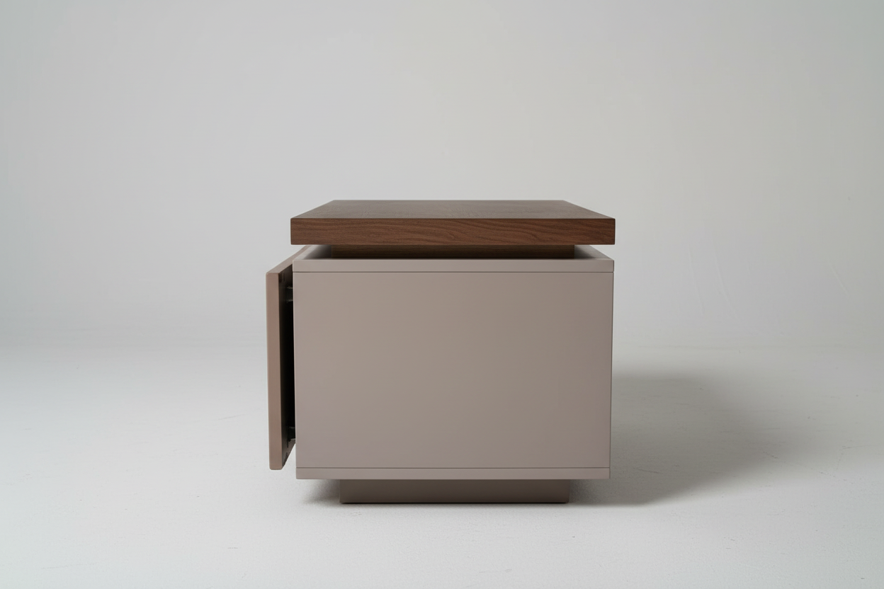 Side angle studio shot of pedestal