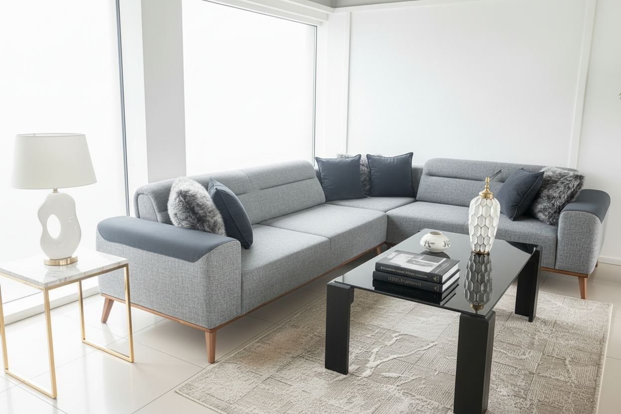Side angle view of L-shaped sectional