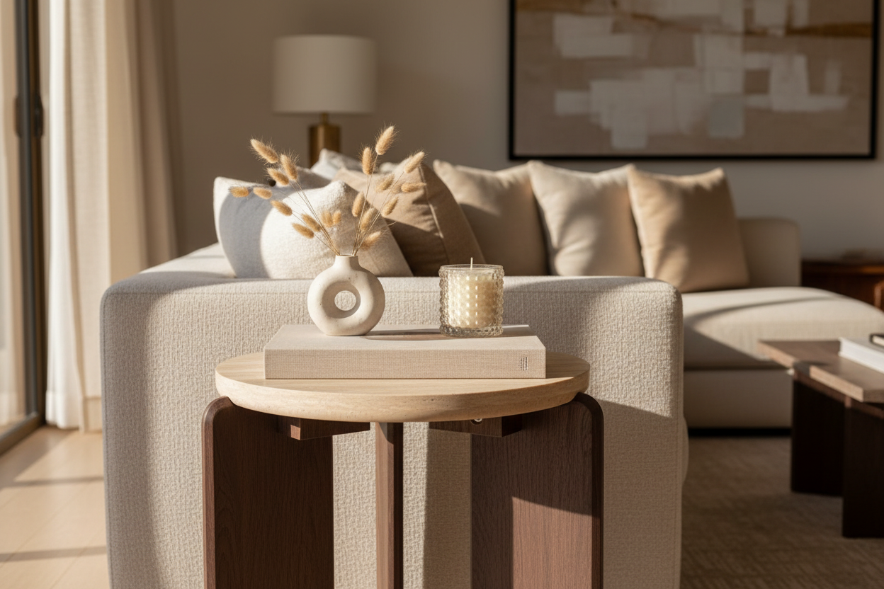 Side table lifestyle shot in luxury interior