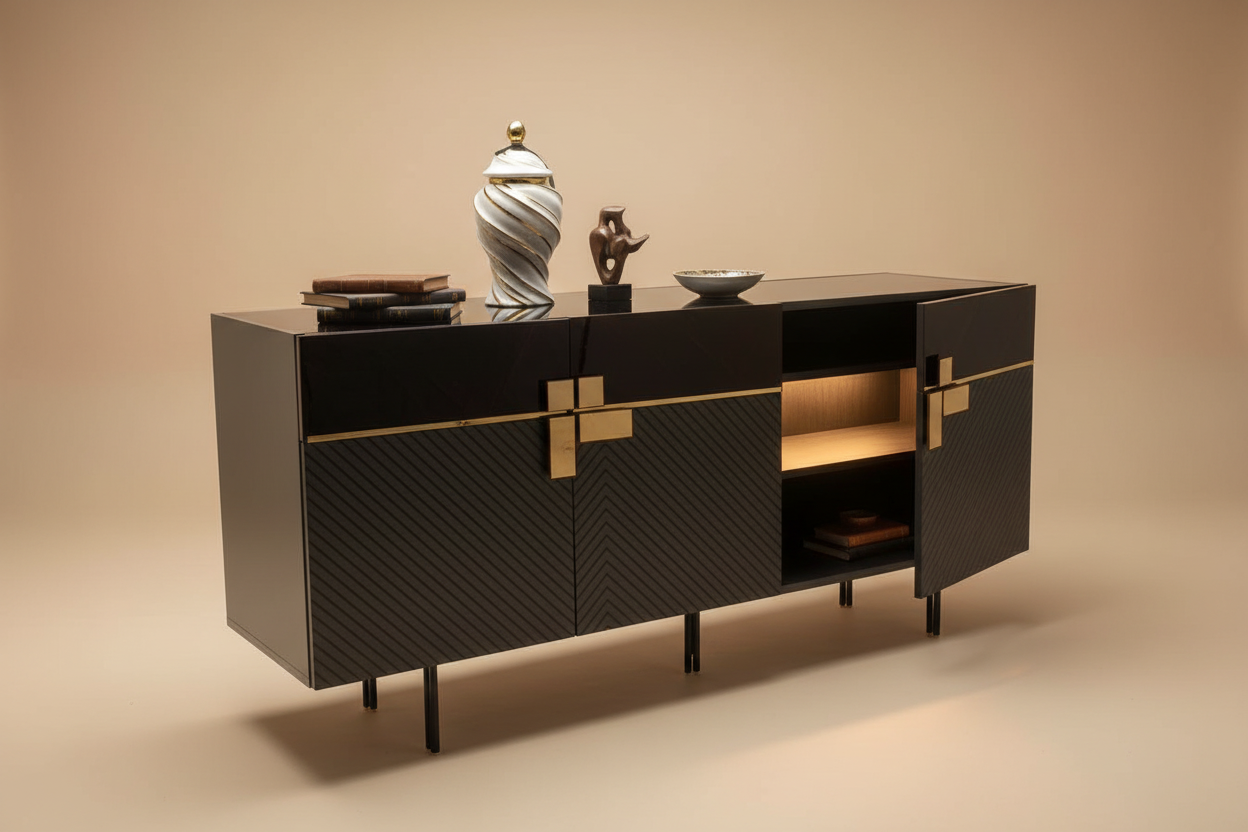 Sideboard with door slightly open