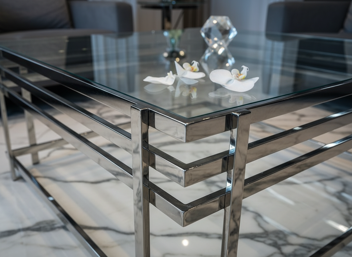Silver Frame Coffee Table - Close-Up Detail