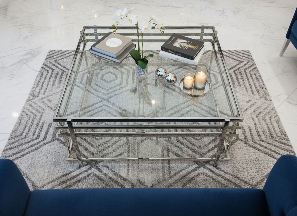 Silver Frame Coffee Table - Top View