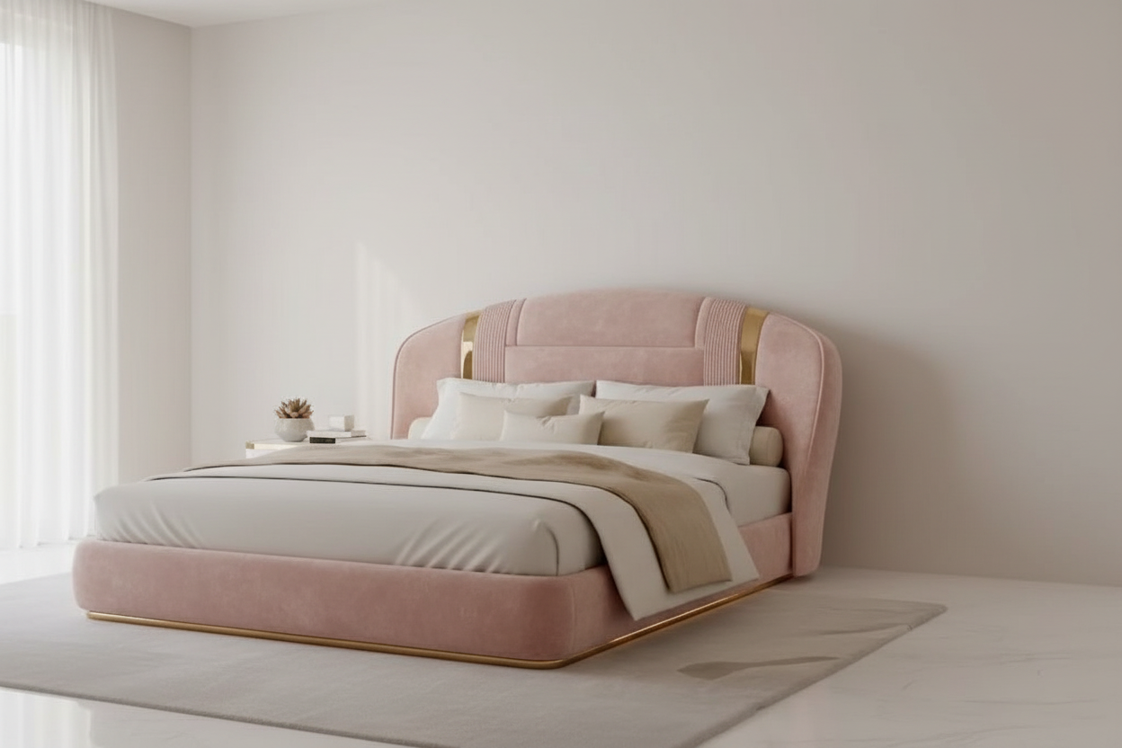 Silvia Bed - Blush Pink