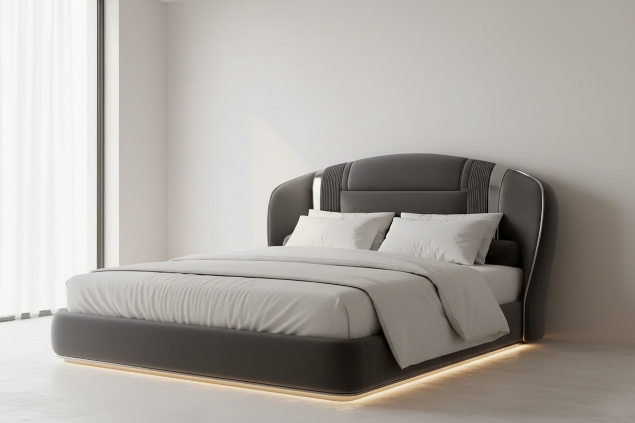 Silvia Bed - Charcoal Gray