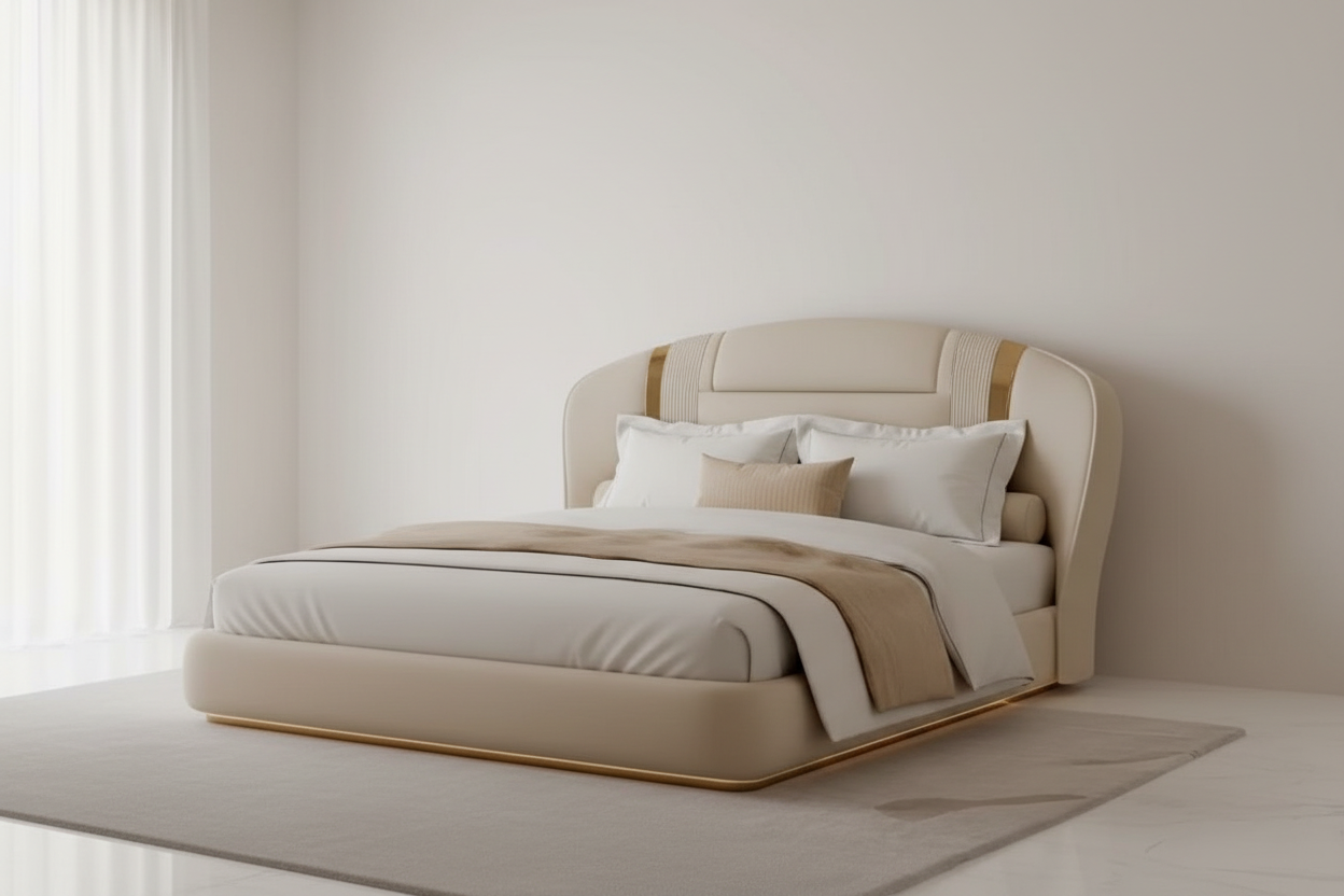 Silvia Bed - Cream Beige