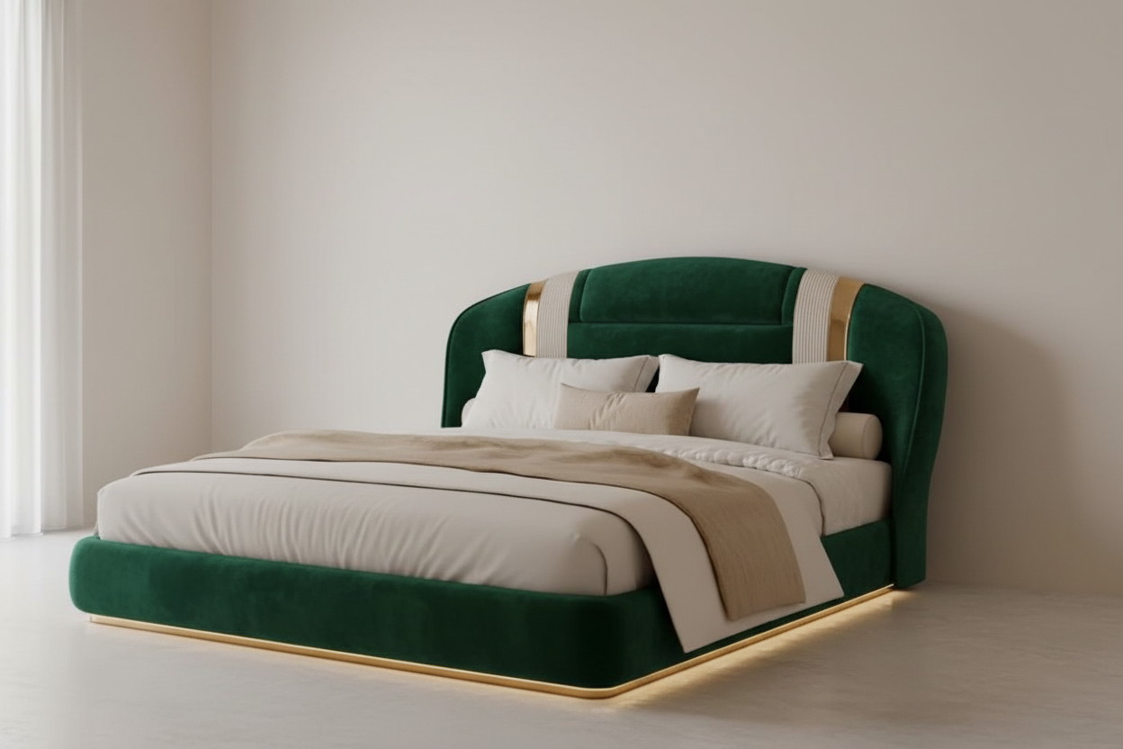 Silvia Bed - Emerald Green