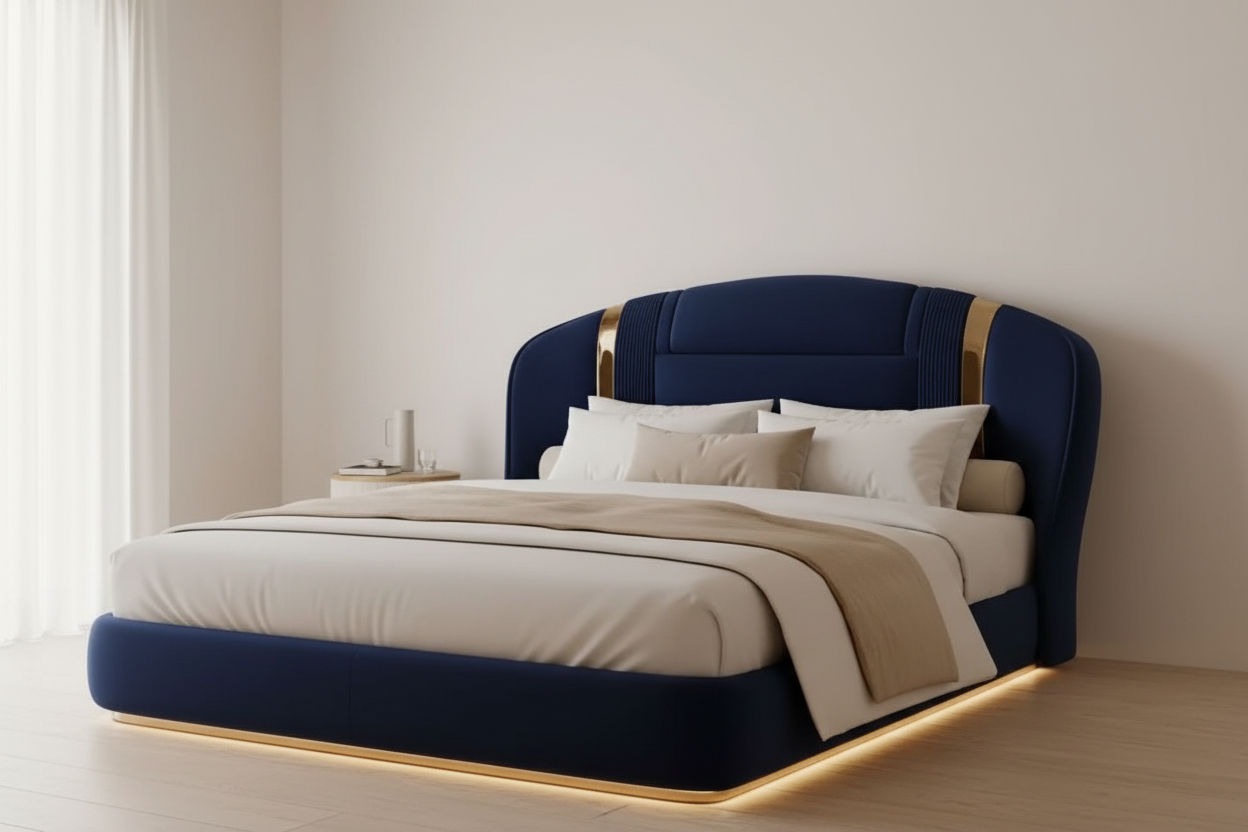 Silvia Bed - Navy Blue
