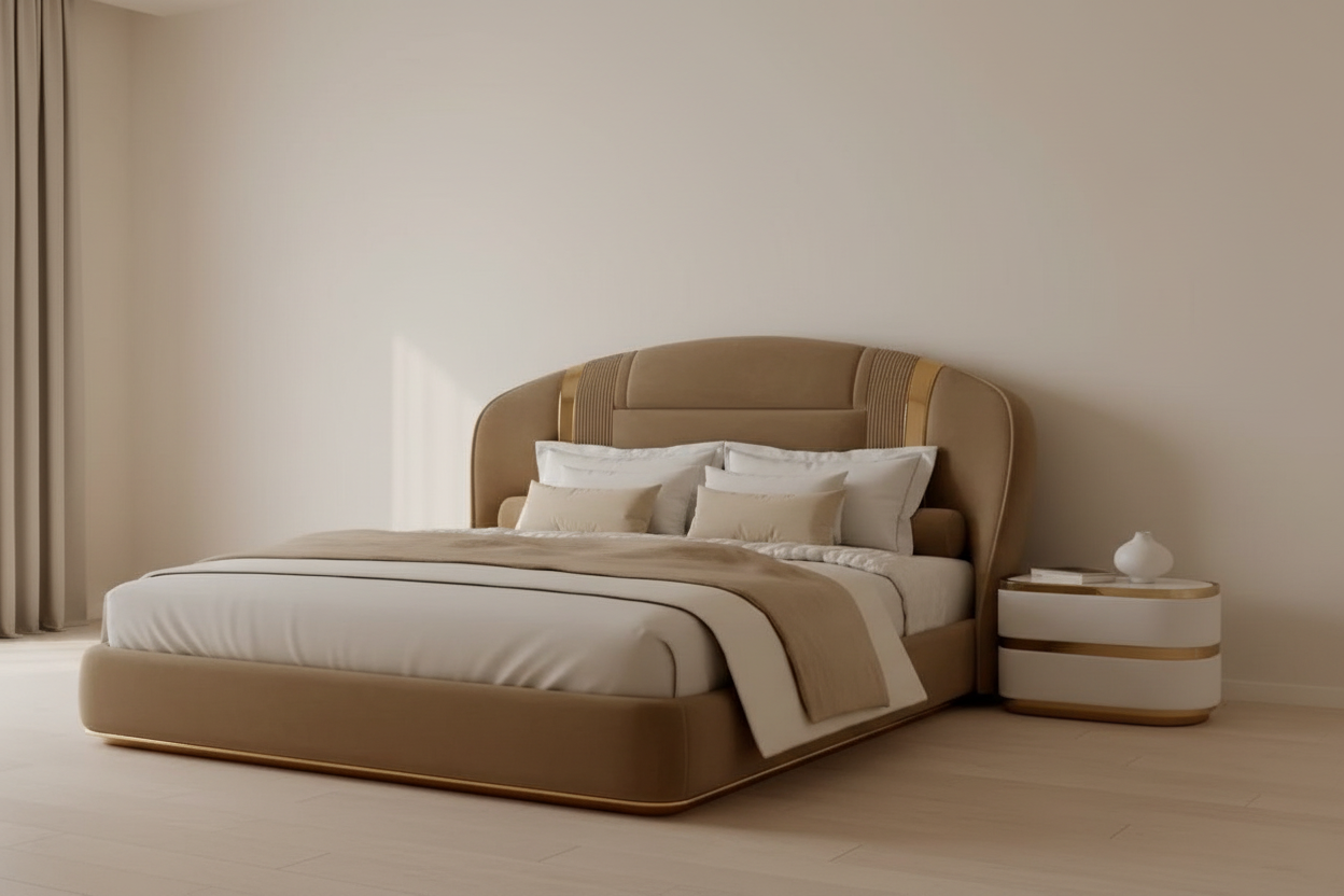 Silvia Bed - Taupe Brown Opposite Side