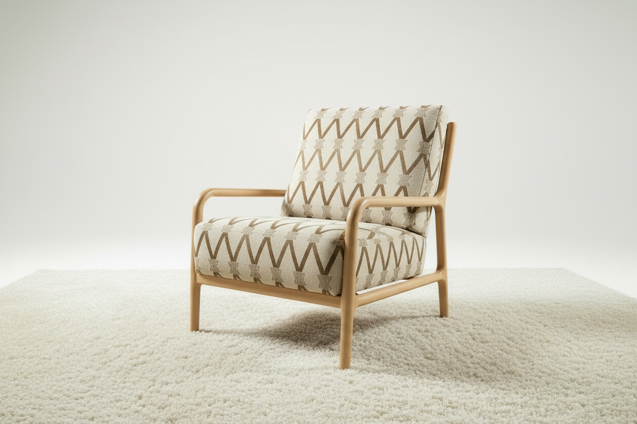 Single Armchair Balanced Light White Carpet