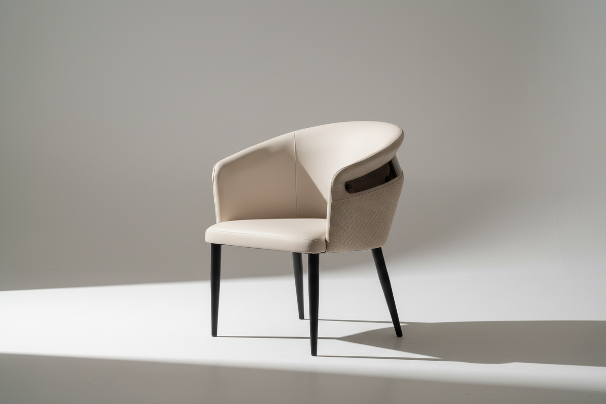 Studio lifestyle image of cream accent chair