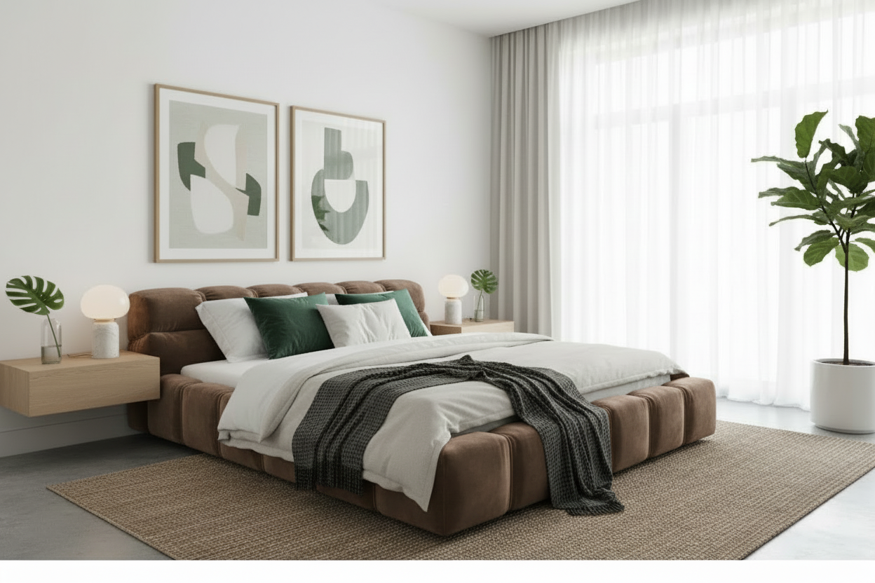 Taupe Brown Bed
