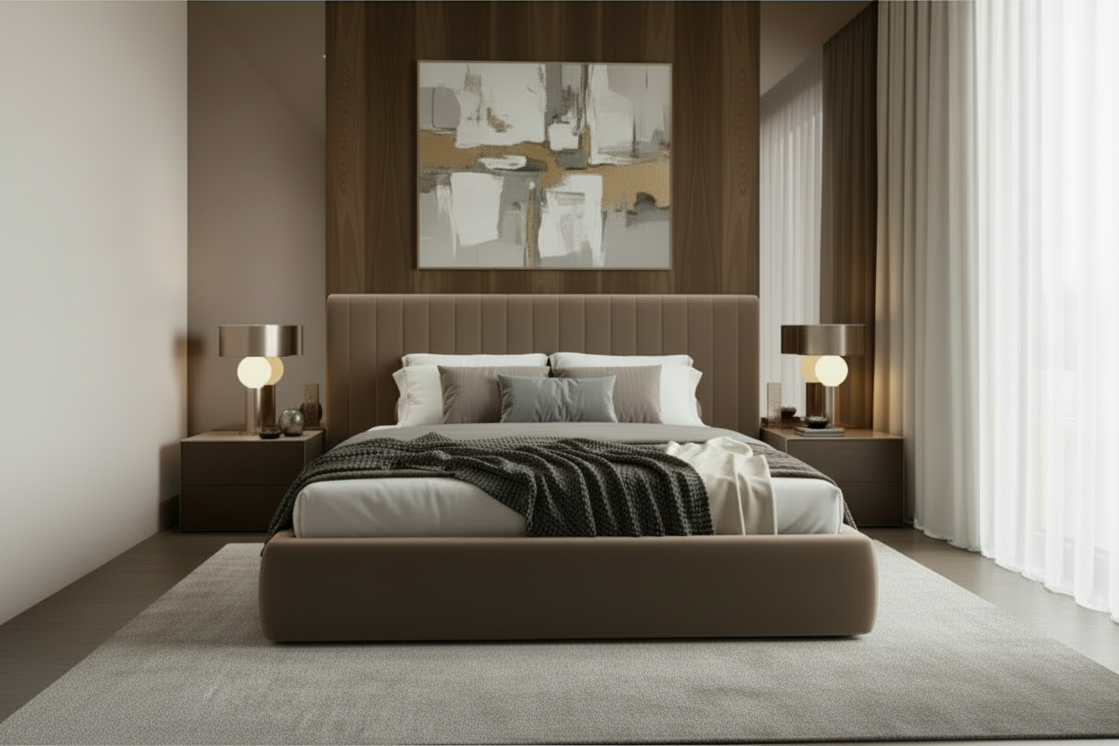 Taupe brown bed