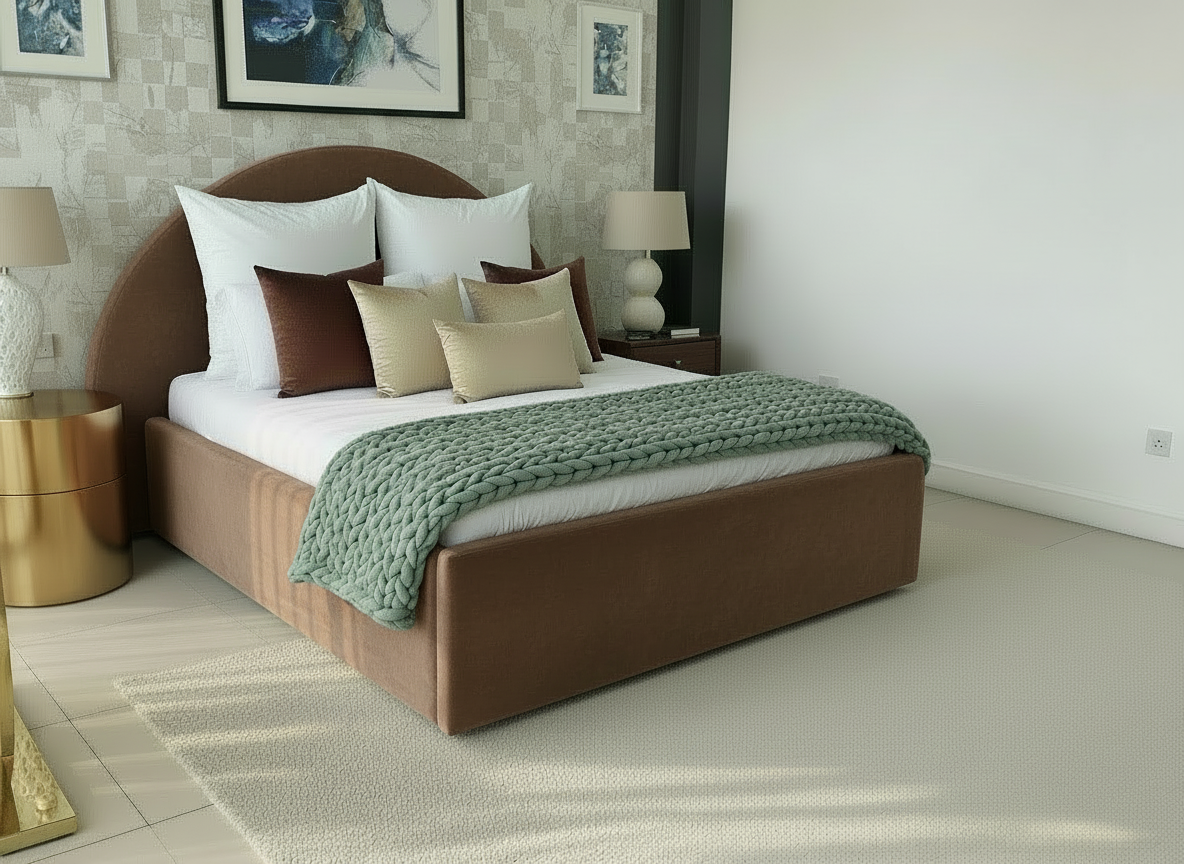 Taupe Brown Moon Bed