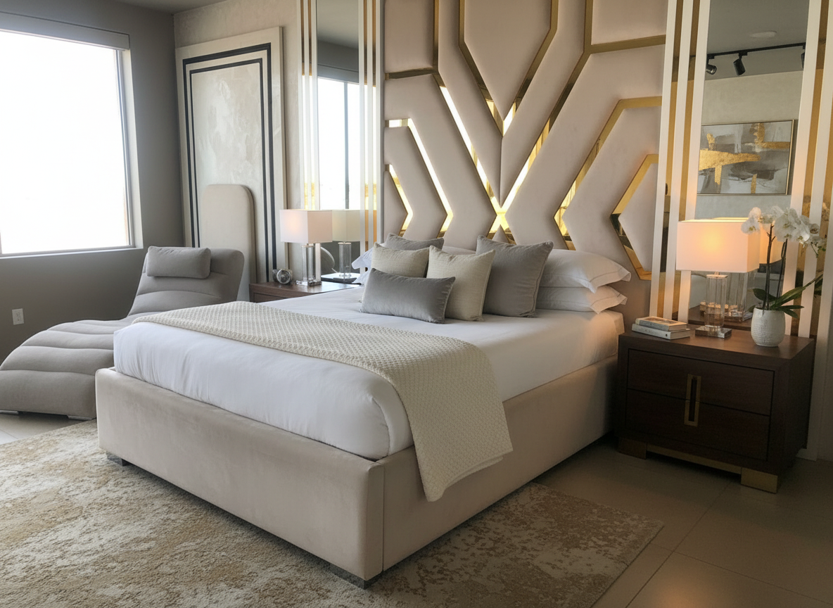 Three-quarter angle lifestyle bedroom scene