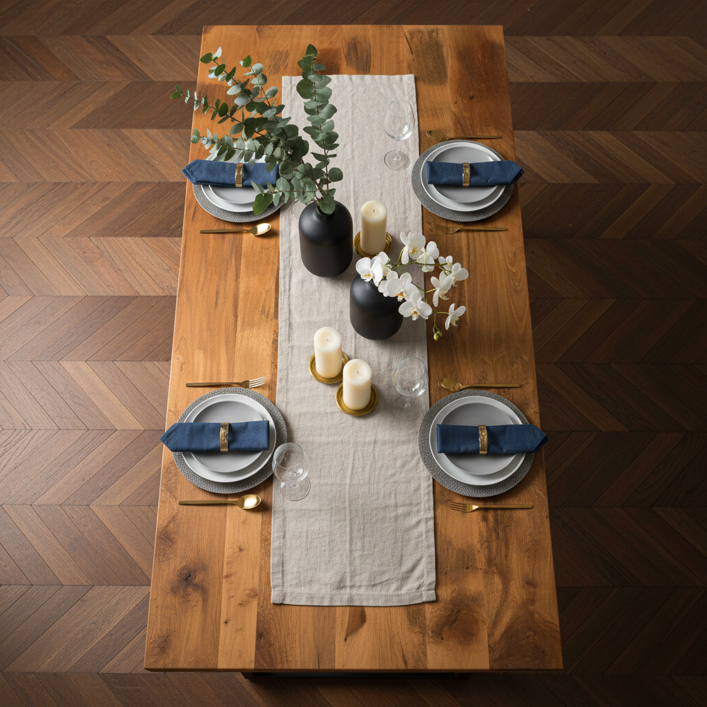 Top-down view with wood flooring
