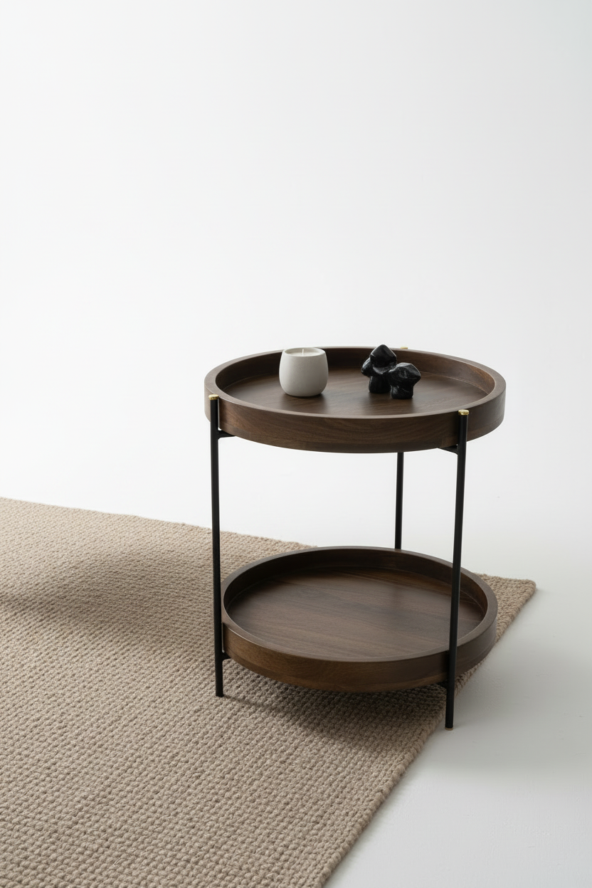 Two-Tier Round Side Table Photoshoot