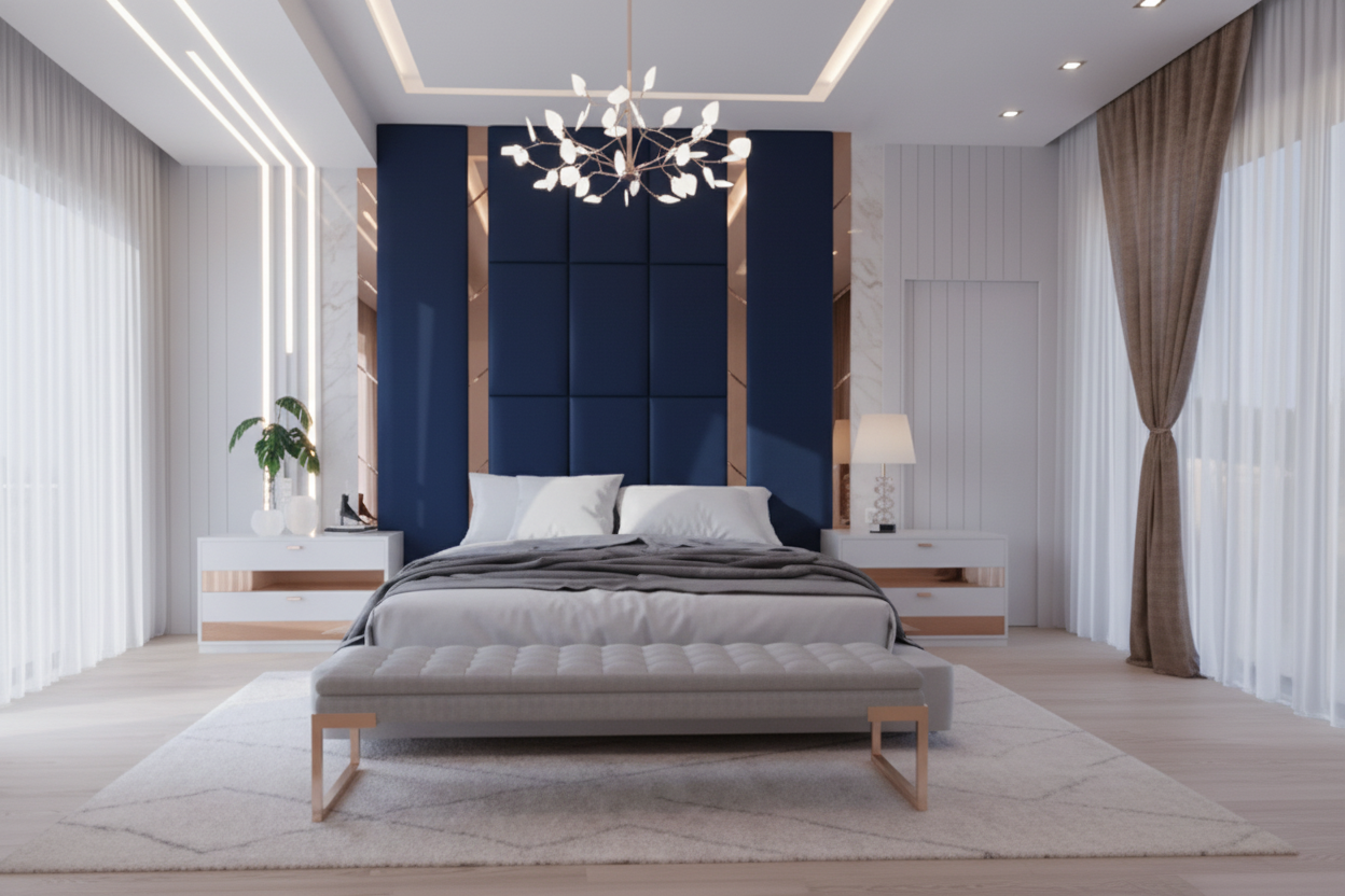Valentine Headboard - Navy Blue