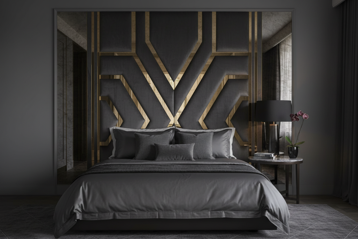 Valentino Headboard Charcoal Monochromatic Lifestyle