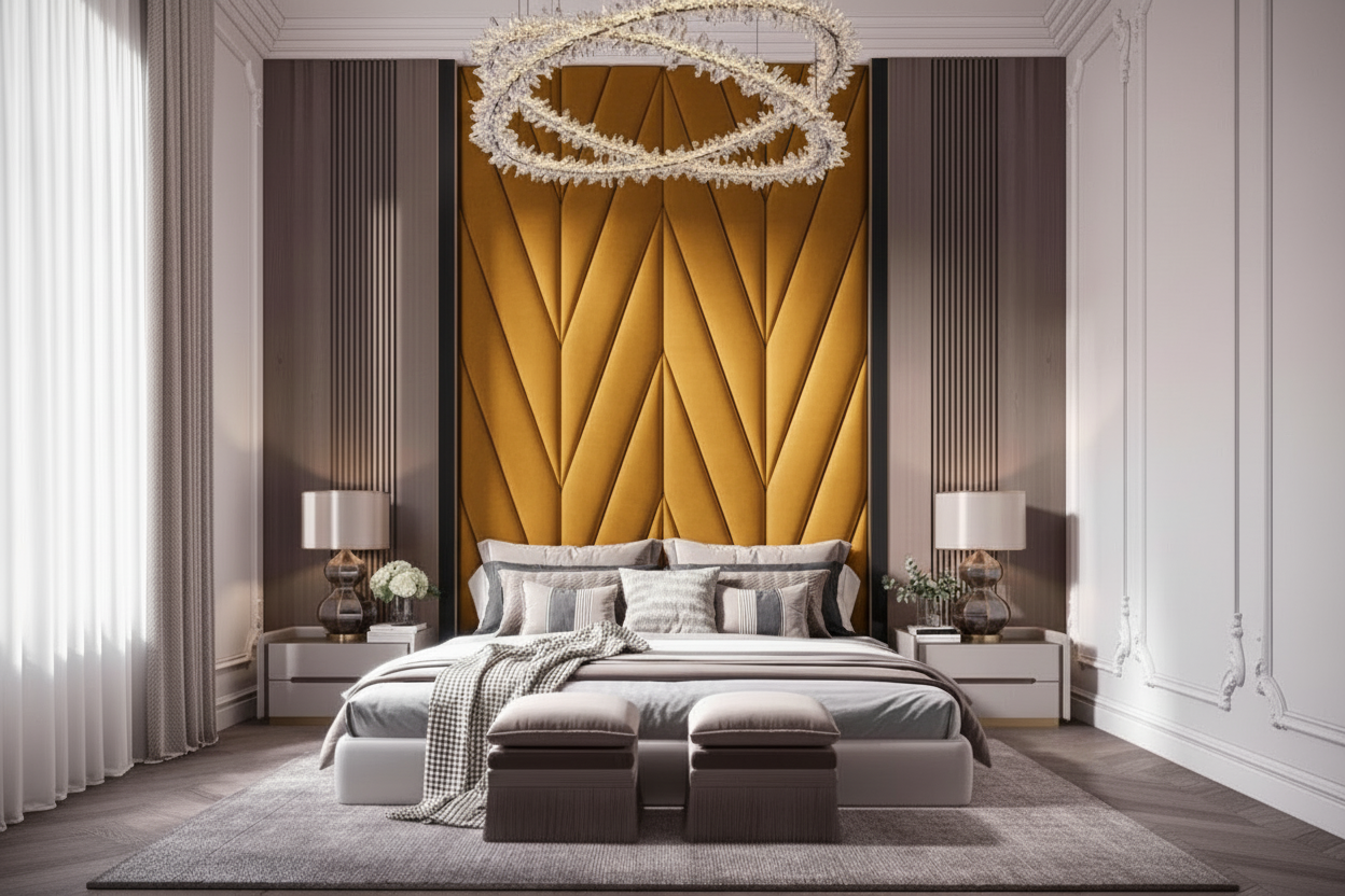 Velar Headboard in Mustard Yellow