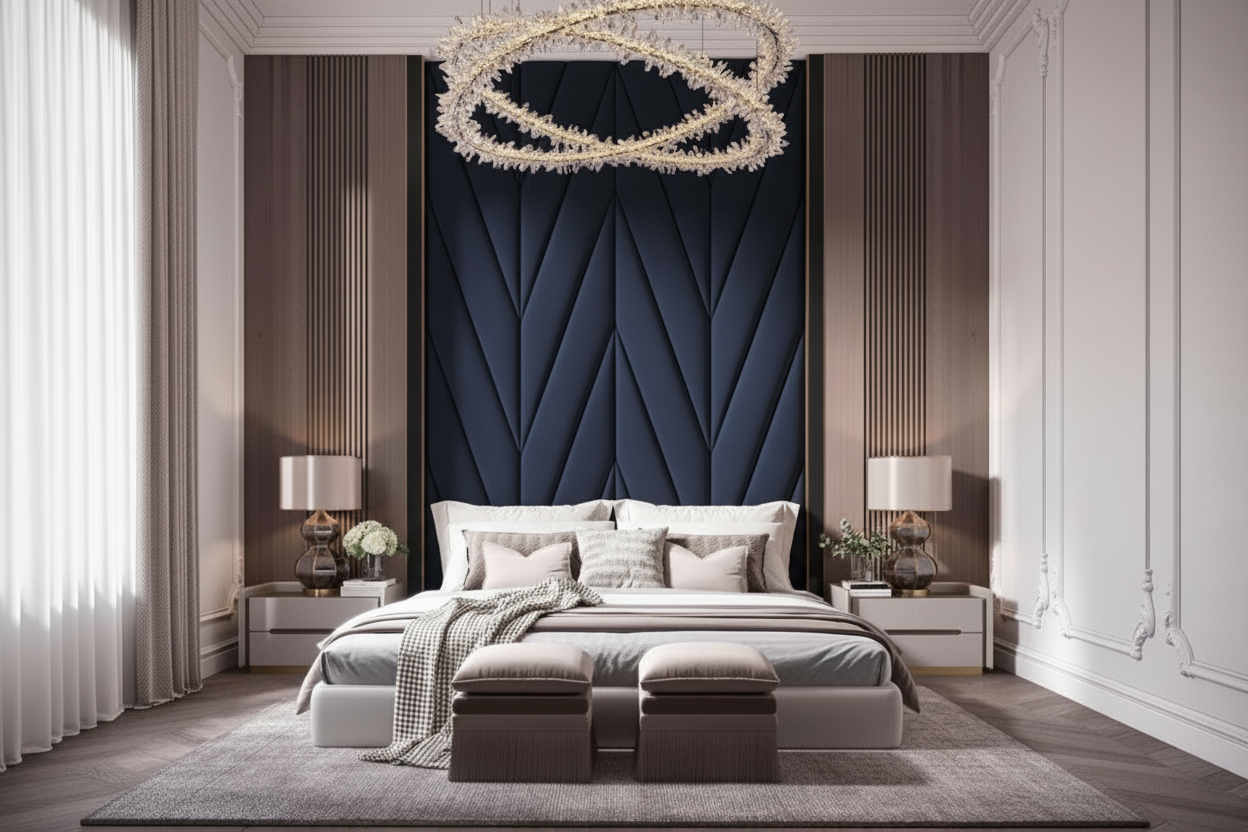 Velar Headboard in Navy Blue