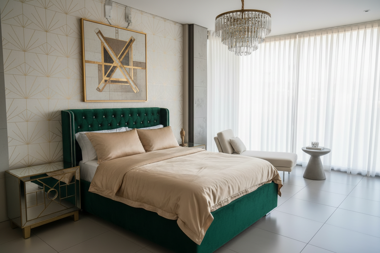 Victorian Bed - Emerald Green