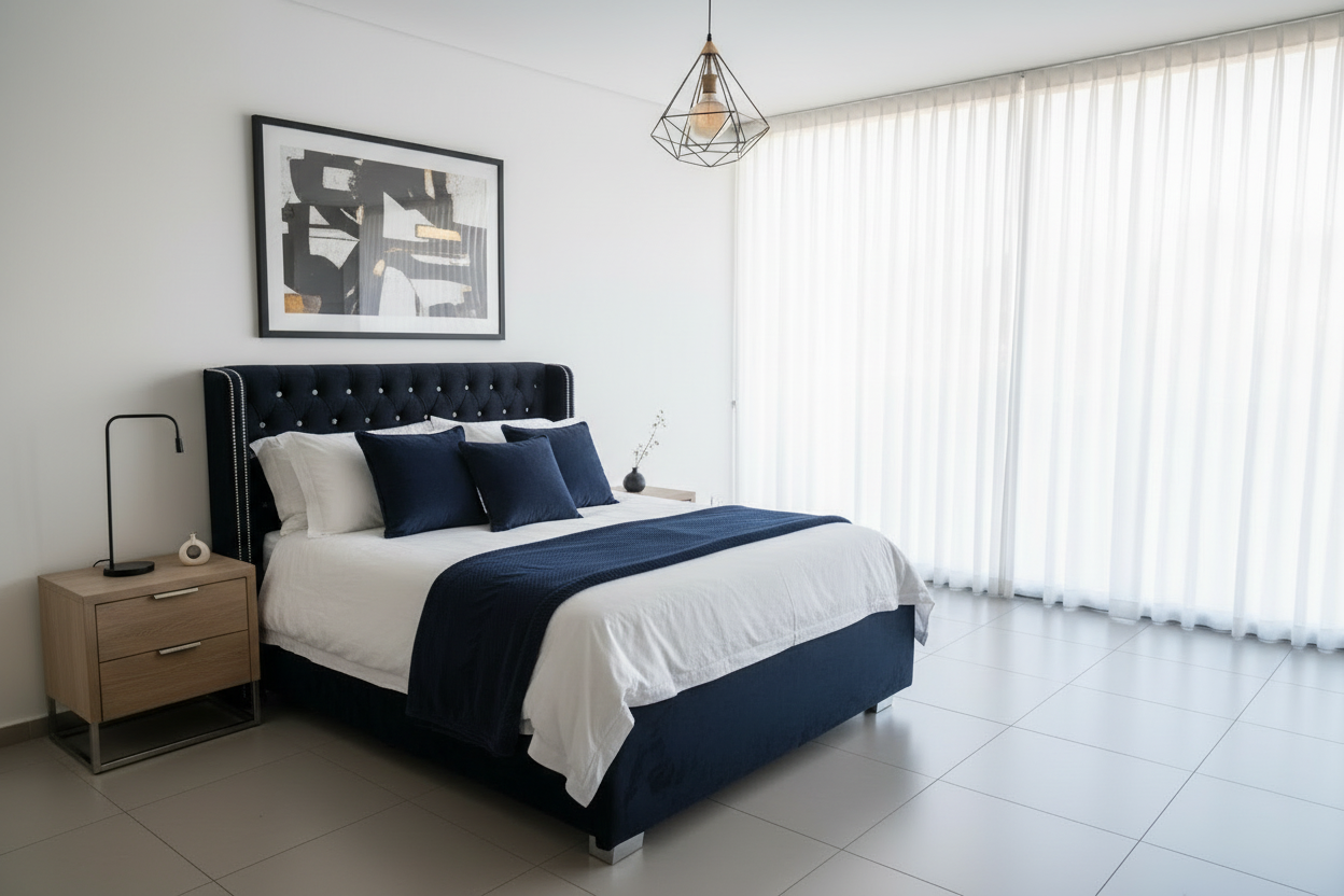 Victorian Bed - Navy Blue