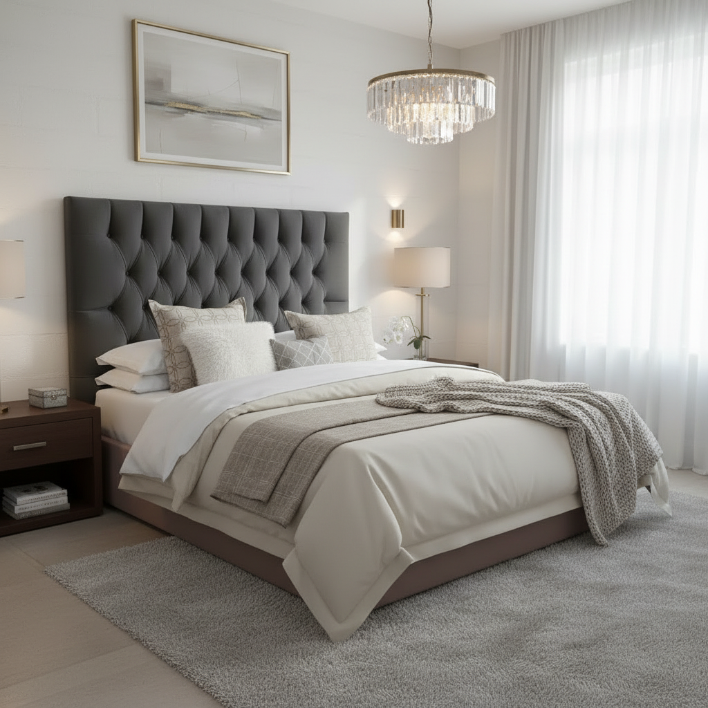 Victorian Headboard - Charcoal Grey