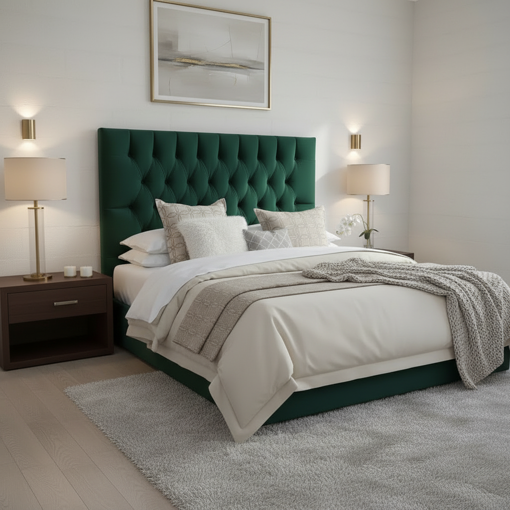 Victorian Headboard - Emerald Green