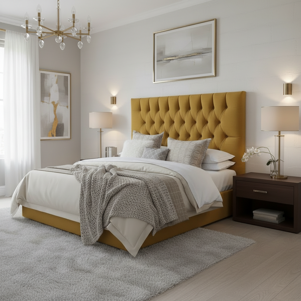 Victorian Headboard - Mustard Yellow