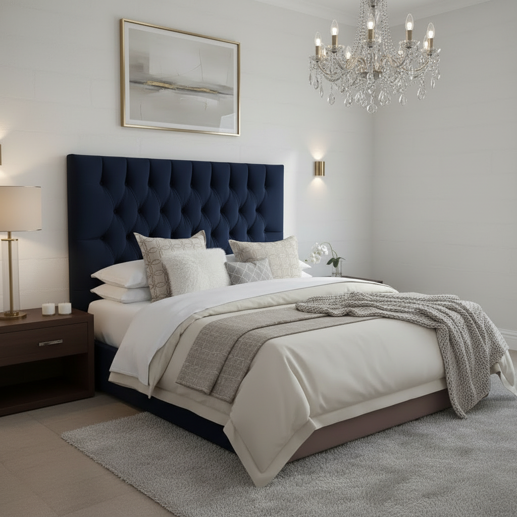 Victorian Headboard - Navy Blue
