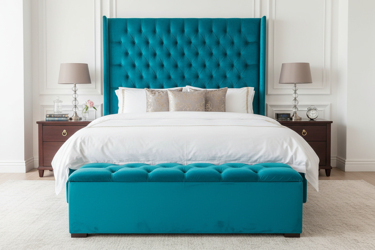 Victorian wingback bed - Turquoise
