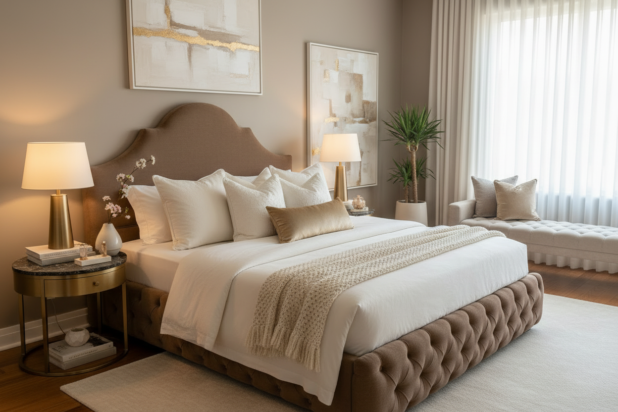 Whimsy Bed - Taupe Brown Slight Angle