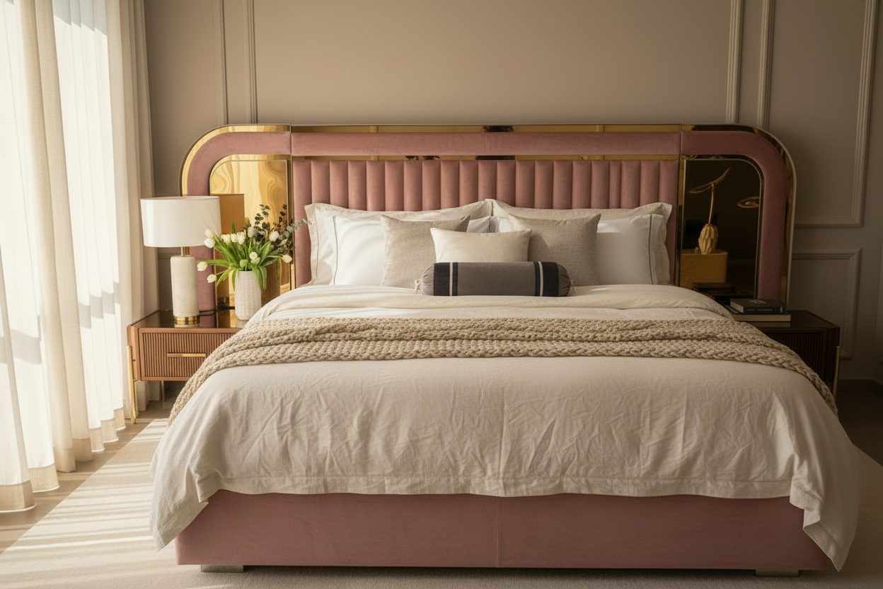 Zebranom Bed - Blush Pink