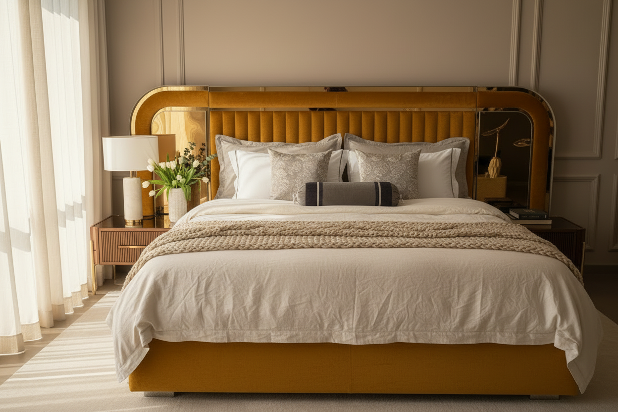 Zebranom Bed - Mustard Yellow