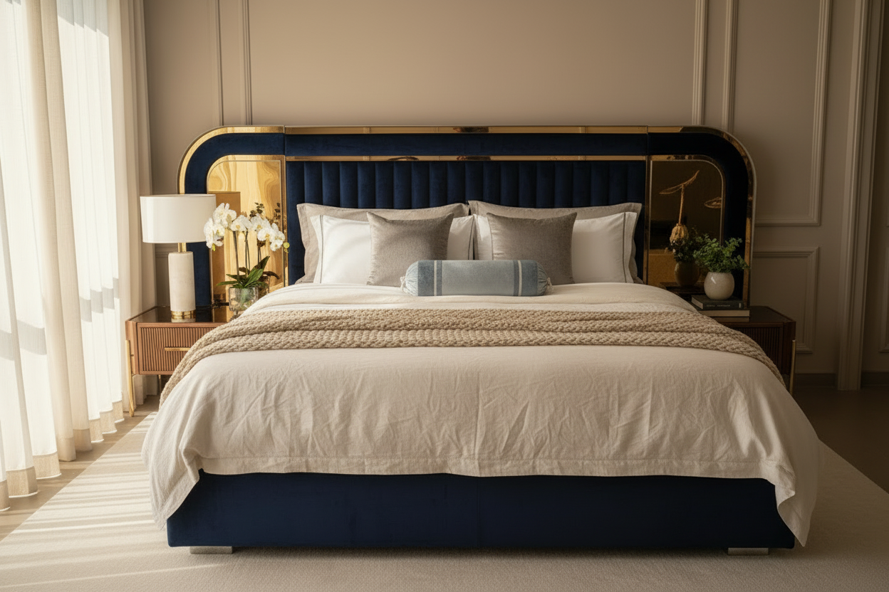 Zebranom Bed - Navy Blue