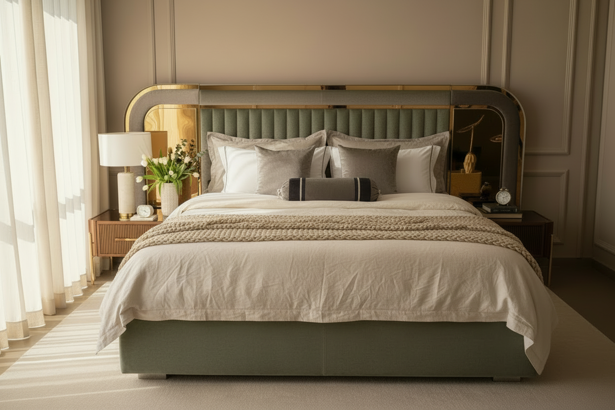 Zebranom Bed - Sage Green with Matching Base
