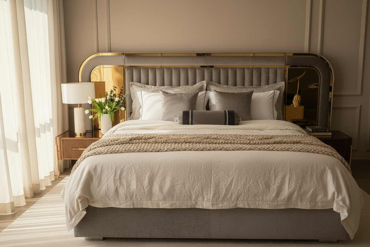 Zebranom Bed - Taupe Brown